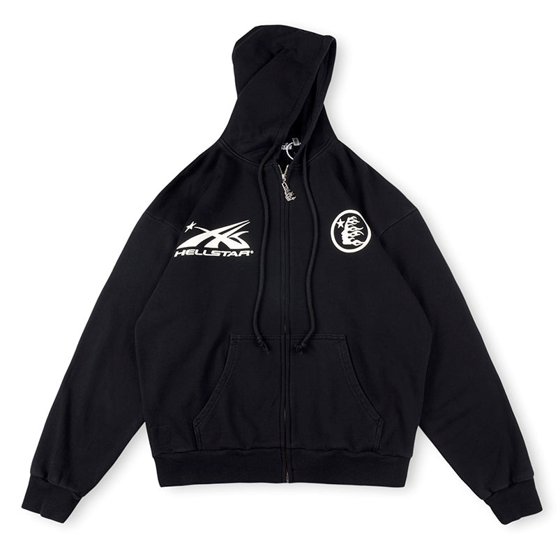 Hellstar HS Logo Zip Up Hoodie Black