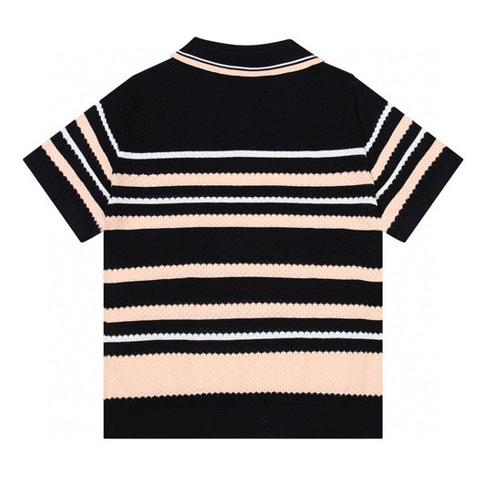 AMIRI Striped Pointelle-Knit Polo Shirt AMIRI