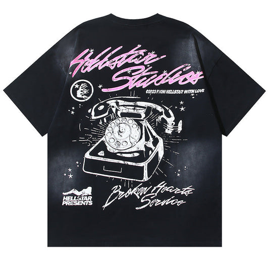 HELLSTAR Girls' Telephone Print T-shirt