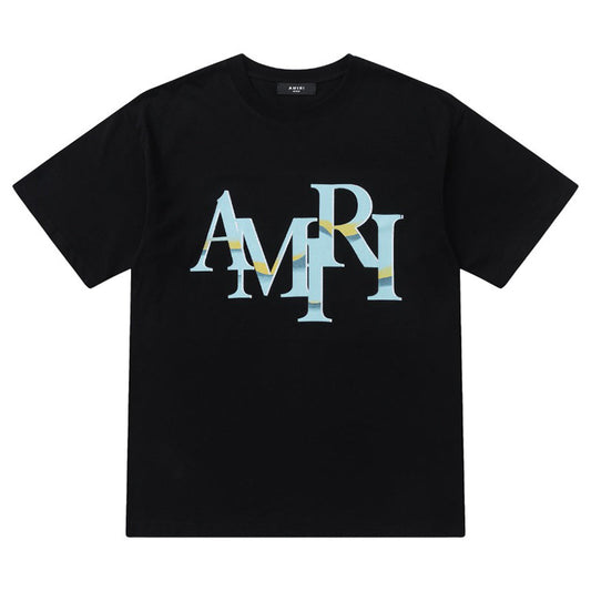 AMlRl Staggered Logo Print Cotton Jersey T-Shirt AMIRI