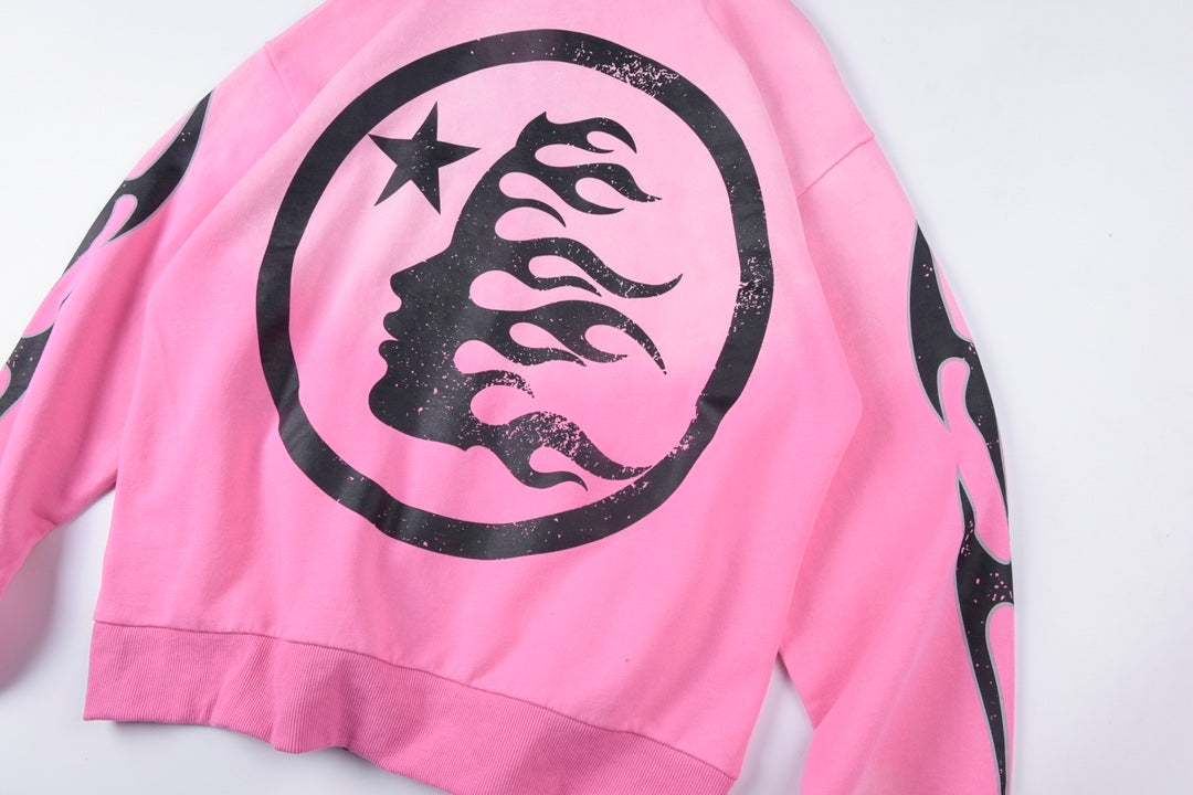 Hellstar HS Logo Zip Up Hoodie Pink