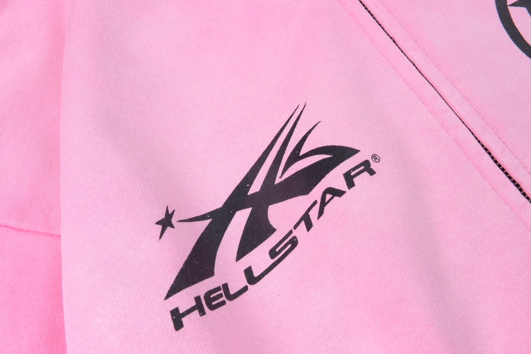 Hellstar HS Logo Zip Up Hoodie Pink