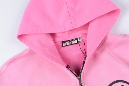 Hellstar HS Logo Zip Up Hoodie Pink