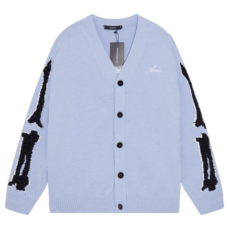 AMIRI Cotton V-Neck Bones Cardigan AMIRI