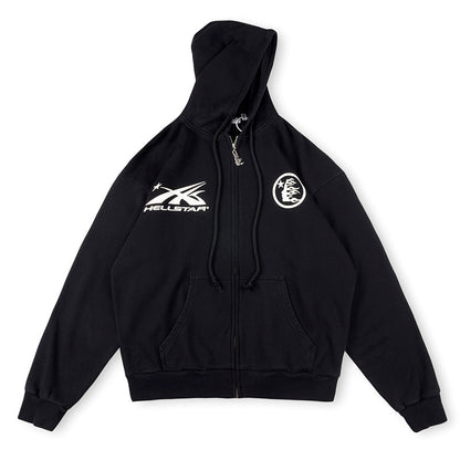 Hellstar HS Logo Zip Up Hoodie Grey