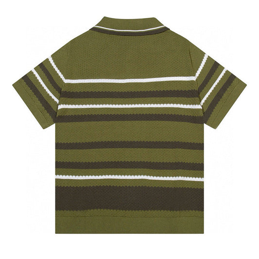 AMIRI Striped Pointelle-Knit Polo Shirt AMIRI