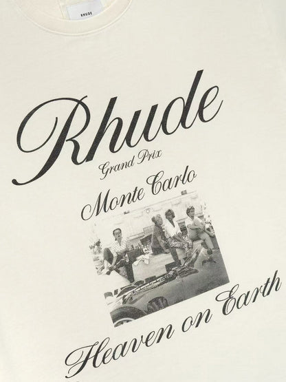 RHUDE Men's Natural Off- 'Heaven On Earth' T-Shirt RHUDE