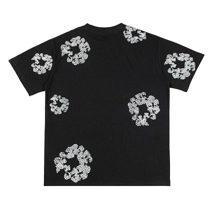 Denim Tears Crystal Patch Cotton logo Design T-Shirts DENIM TEARS
