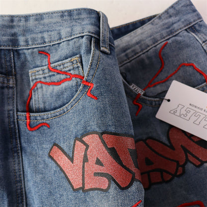 Letter Patterns Denim Shorts #8683