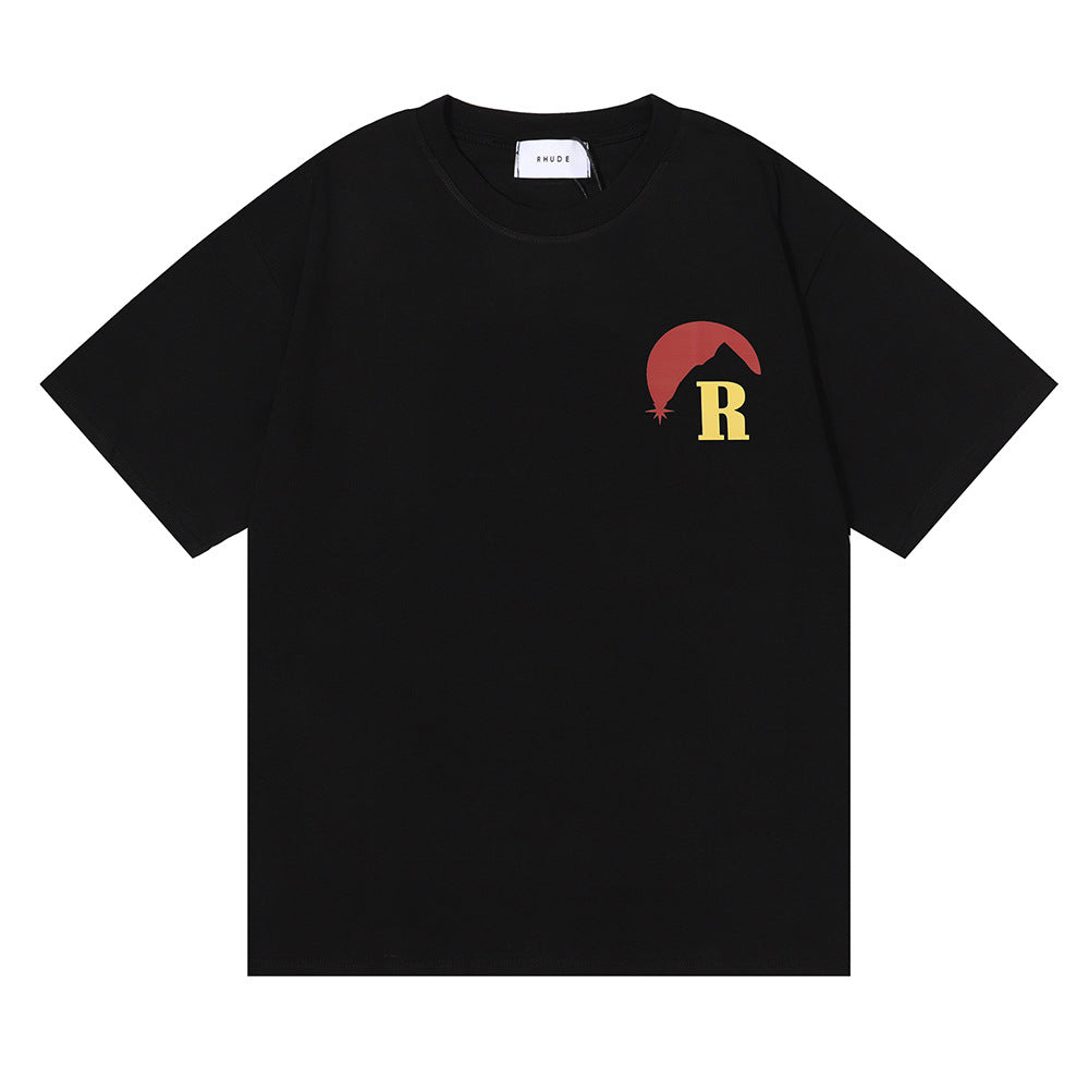 RHUDE Lettering Sunset Graphic T-Shirt Wine red RHUDE