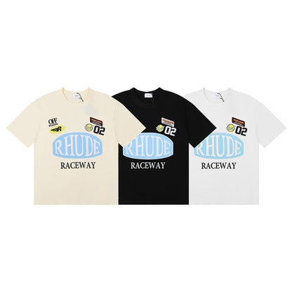 RHUDE Motorsports Track Letter Print T-Shirt RHUDE