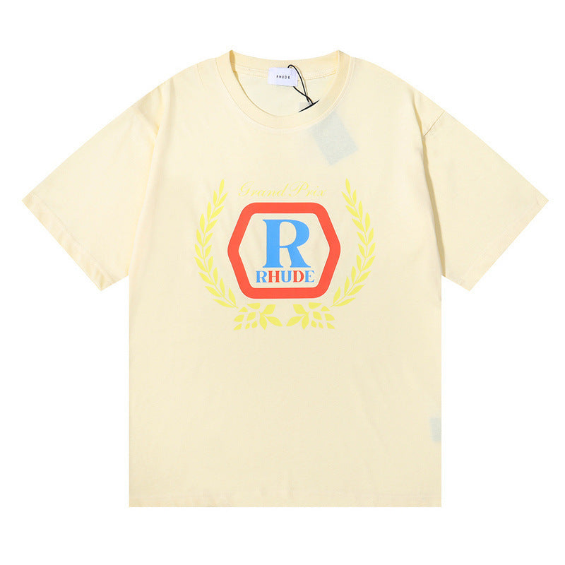 RHUDE micro-label wheat ear letter printing t-shirt RHUDE