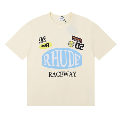 RHUDE Motorsports Track Letter Print T-Shirt RHUDE