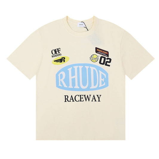 RHUDE Motorsports Track Letter Print T-Shirt RHUDE