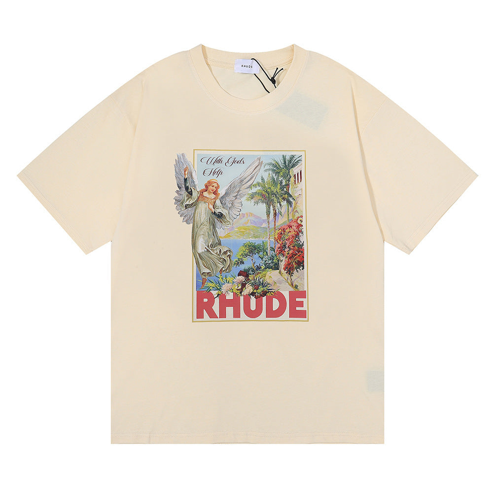 RHUDE Micro Logo Angel Letter Print T-Shirt RHUDE