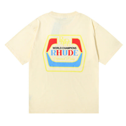 RHUDE micro-label wheat ear letter printing t-shirt RHUDE