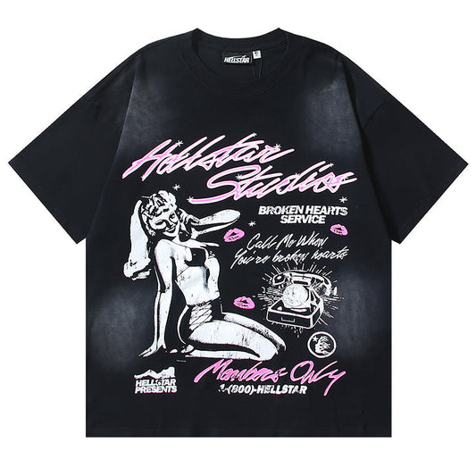 HELLSTAR Girls' Telephone Print T-shirt