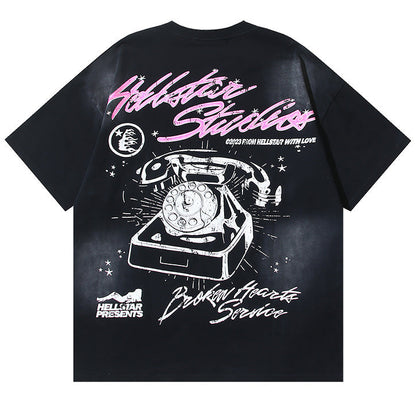 HELLSTAR Girls' Telephone Print T-shirt