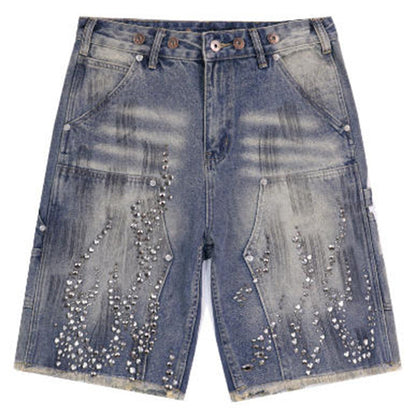Hellstar Diamond Embellished Denim Shorts