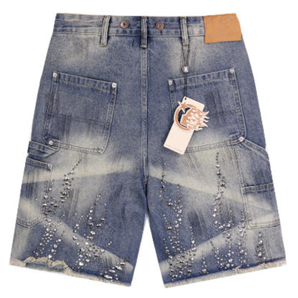 Hellstar Diamond Embellished Denim Shorts